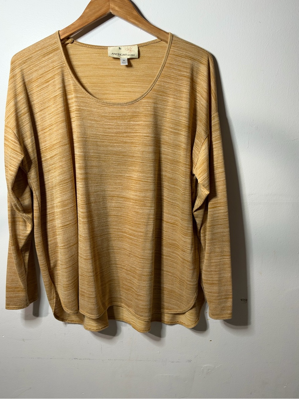 Anthropologie Marled Mustard Long Sleeve Scoop Neck Tee